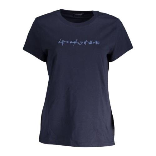 North Sails Blått Ekologiskt Bomull T-shirt med Signaturbroderi Blue, ...