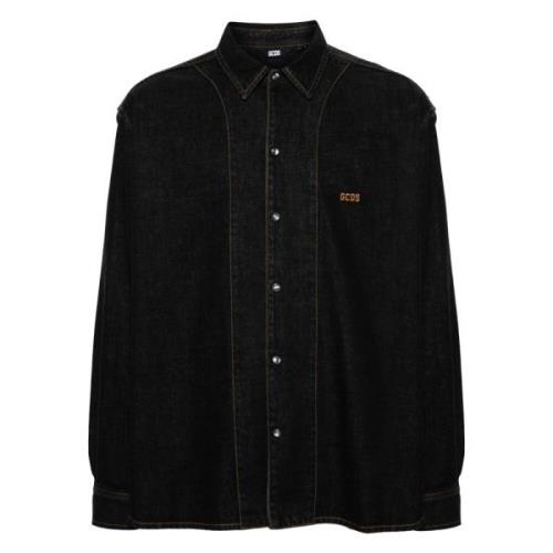 Gcds Svart Denim Skjorta Black, Herr