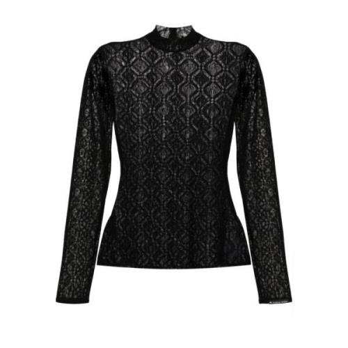 Marine Serre Svart Mesh Moon Diamant Sweater Black, Dam