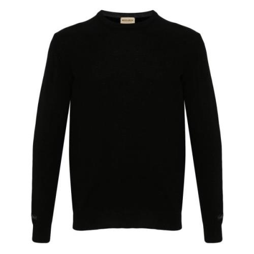 Woolrich Svart Ribbstickad Crewneck Tröja Black, Herr