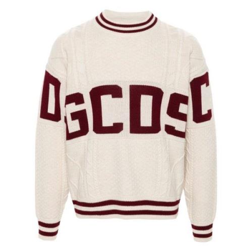 Gcds Logo Braids Sweater Beige, Herr