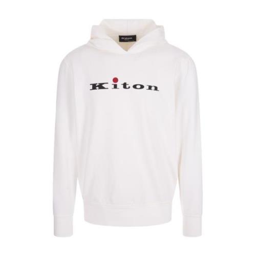 Kiton Vit Bomullshoodie med Logga White, Herr