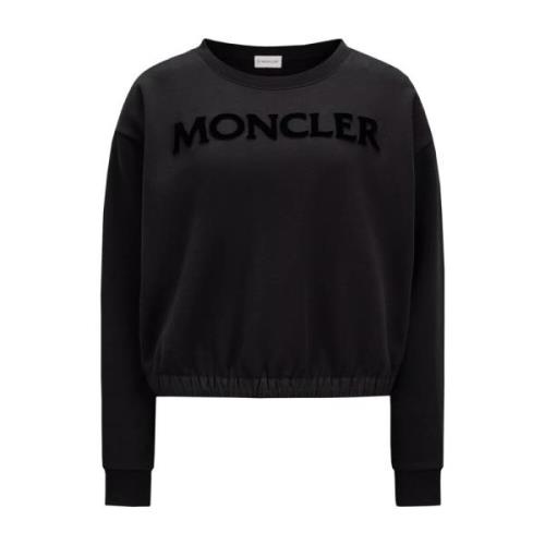 Moncler Svart Tröja med Tuftad Logotyp Black, Dam