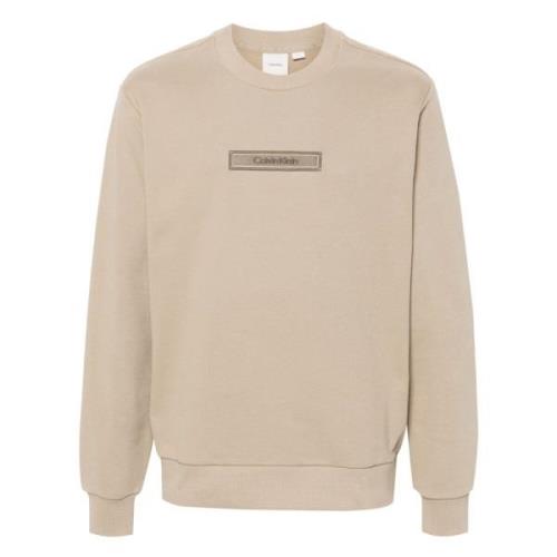 Calvin Klein Broderad Logosweatshirt Beige, Herr