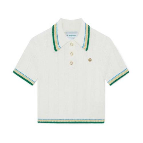 Casablanca Rib Boucle Polo Shirt White White, Dam