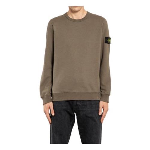 Stone Island Valnöt Crewneck Sweatshirt med Avtagbar Logga Brown, Herr