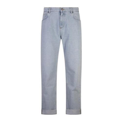 Balmain Blå Regular Jeans med Metall Detaljer Blue, Herr