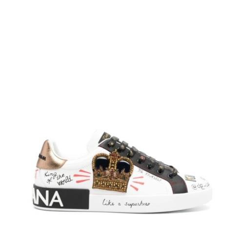 Dolce & Gabbana Vit Kalv Sneaker Multicolor, Dam