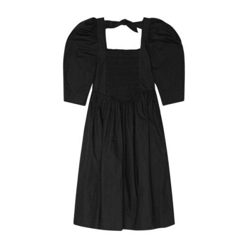 Ganni Svart Rynkad Bodice Klänning Black, Dam