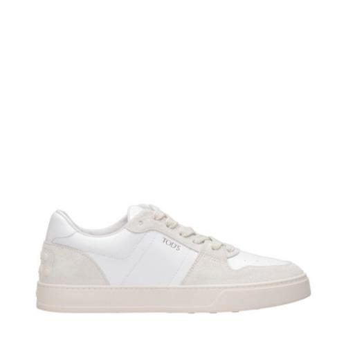 Tod's Läder Sneakers med Logotyp Präglad White, Herr