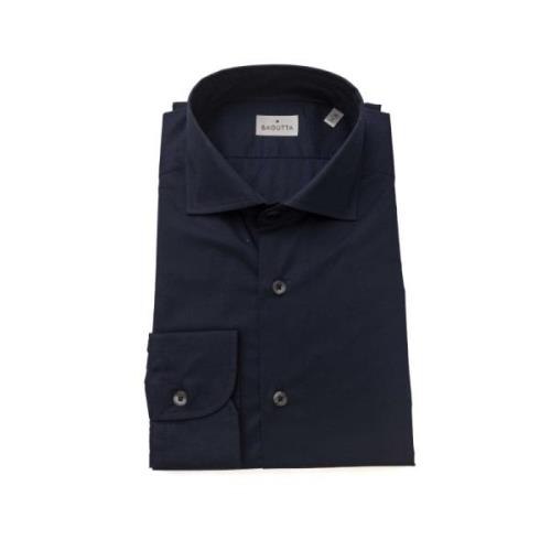 Bagutta Slim Fit French Collar Shirt Blue, Herr