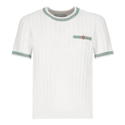 Casablanca Vit T-shirt med Kontrasterande Kantband White, Herr