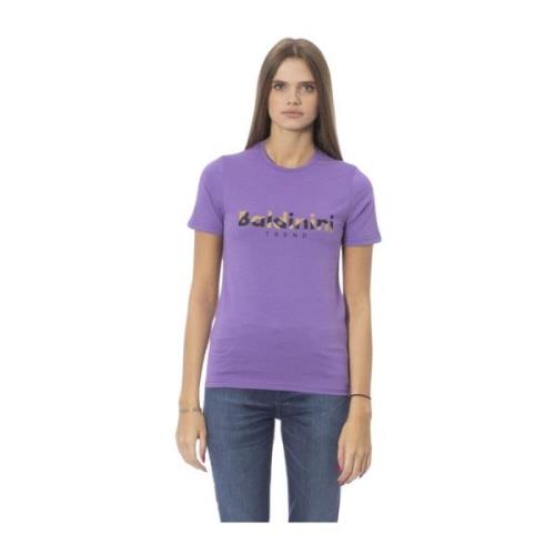 Baldinini Trend T-shirt med fronttryck Purple, Dam