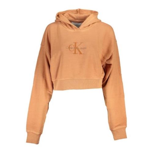 Calvin Klein Orange hoodie med broderi Orange, Dam