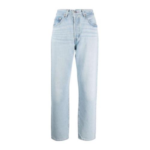 Levi's Blå High-Rise Straight-Leg Jeans Blue, Dam