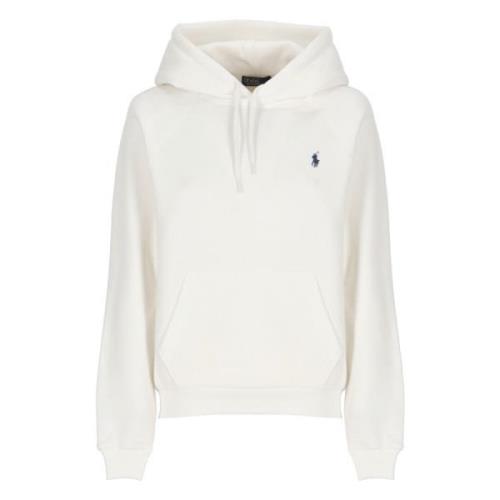 Ralph Lauren Vit Bomullshoodie med Ikoniskt Logotyp White, Dam