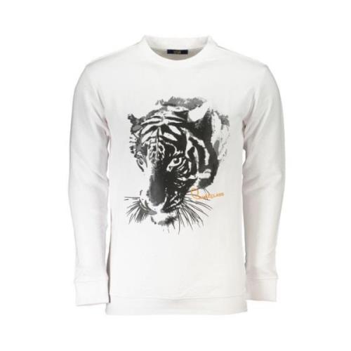 Cavalli Class Tryckt Sweatshirt, Normal Passform, Borstad Bomull White...