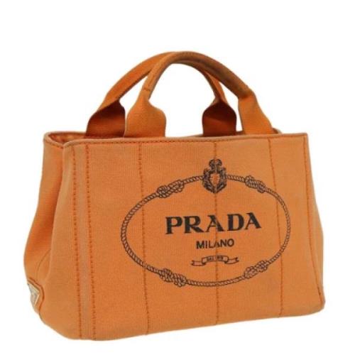 Prada Vintage Pre-owned Canvas handvskor Orange, Dam