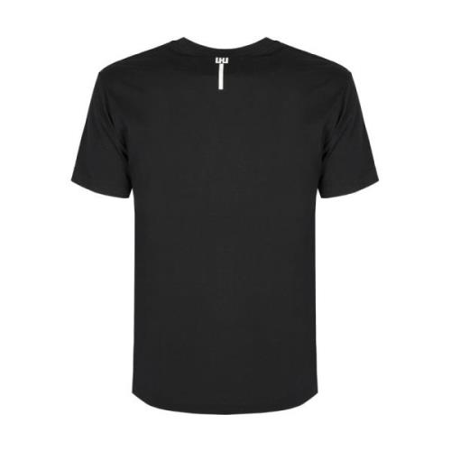 Les Hommes Mäns Rund Hals Tryckt T-shirt Black, Herr