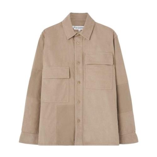 JW Anderson Vit Patchwork Overshirt Beige, Herr