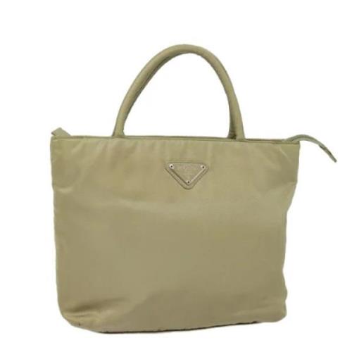 Prada Vintage Pre-owned Nylon handvskor Beige, Dam