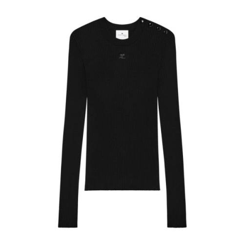 Courrèges Svart Tröja med Broderad Logotyp Black, Dam