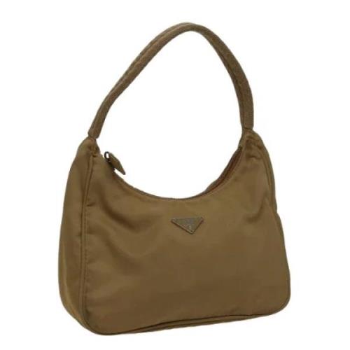 Prada Vintage Pre-owned Nylon handvskor Beige, Dam