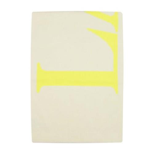 Lanvin Neon Yellow Logo Wool Scarf Beige, Dam