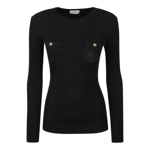 Elisabetta Franchi Mysig Stickad Tröja Black, Dam