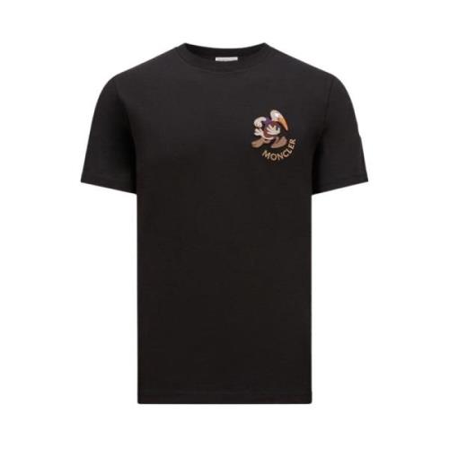 Moncler Broderad Patch T-shirt med Mon Duck Black, Herr