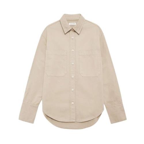 Anine Bing Oversized Dante Shirt i Beige Beige, Dam