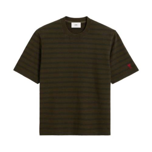 Ami Paris Randig Jersey T-shirt Brown, Herr