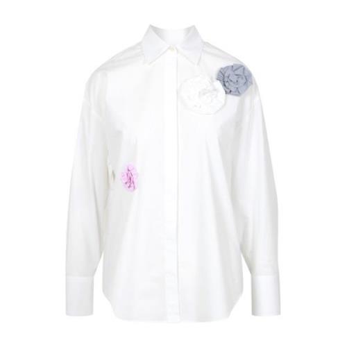 Msgm Blommig Poplin Skjorta White, Dam