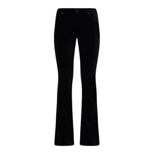 7 For All Mankind Svarta Sammet Flared Jeans Black, Dam