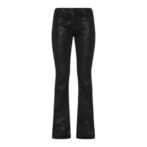 7 For All Mankind Svart Cobra Flared Jeans Black, Dam