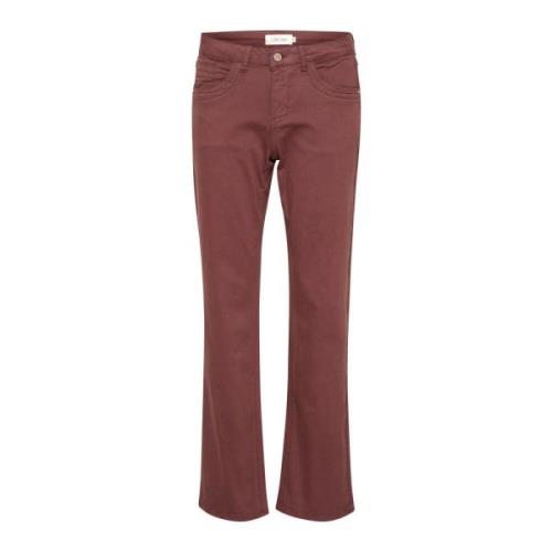 Cream Straight Leg Twill Byxor Rum Raisin Brown, Dam