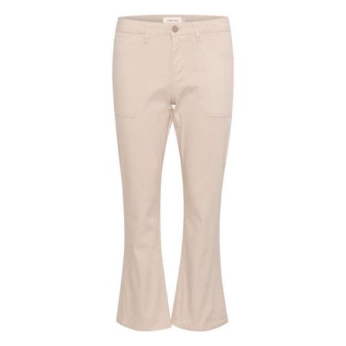 Cream Bootcut Twill Oatmeal Jeans Beige, Dam