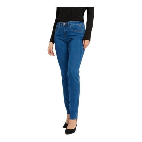 Cream Indigo Blue Denim Straight Leg Jeans Blue, Dam