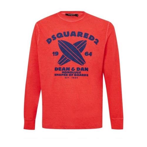 Dsquared2 Röd Bomull Tee Klassisk Crew Neck Red, Herr