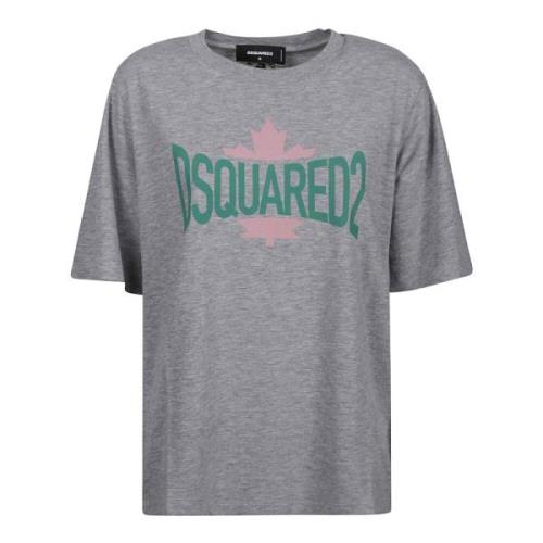 Dsquared2 Grå Melange Blad T-Shirt Gray, Dam