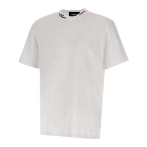 Dsquared2 Vit Bomull T-shirt med Logotyp White, Herr