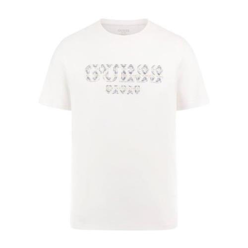 Guess Vit textil T-shirt för män White, Herr