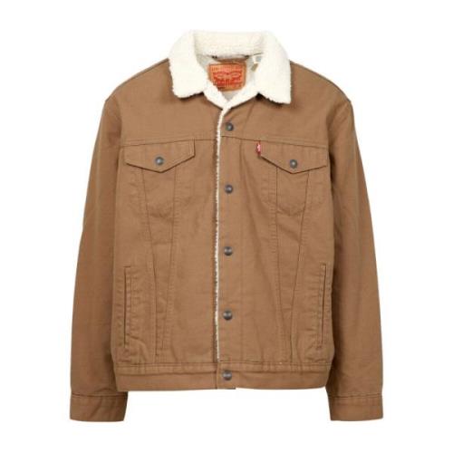 Levi's Faux Fur Trucker Jacket Brown, Herr