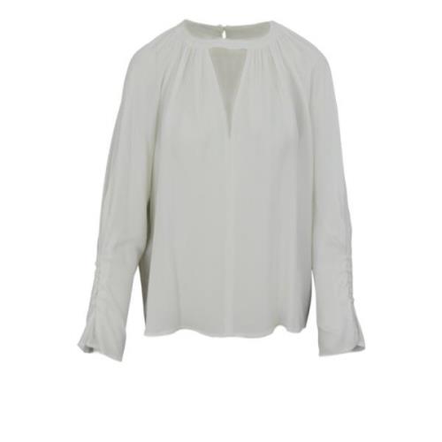 Pinko Crepe de Chine Blus, Oversized Fit White, Dam