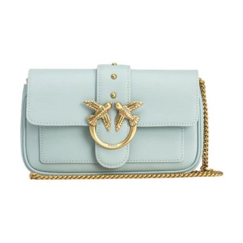 Pinko Blå Läder Crossbody Väska Blue, Dam