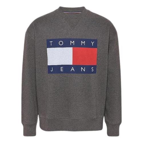 Tommy Hilfiger Grå Melange Flaggsweater Gray, Herr