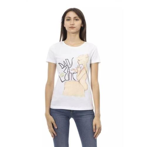 Trussardi Elegant Vitt Tryckt Rund Hals T-shirt White, Dam