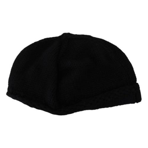 Dolce & Gabbana Lyxig Svart Stickad Beanie Mössa Black, Dam