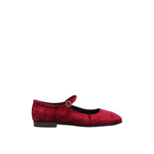 Alpe Casual Velvet Ballet Flats Burgundy Red, Dam