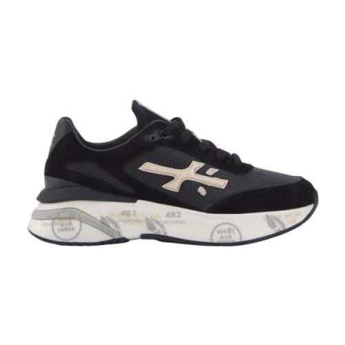 Premiata Svarta Sneakers med Guld Detaljer Black, Dam